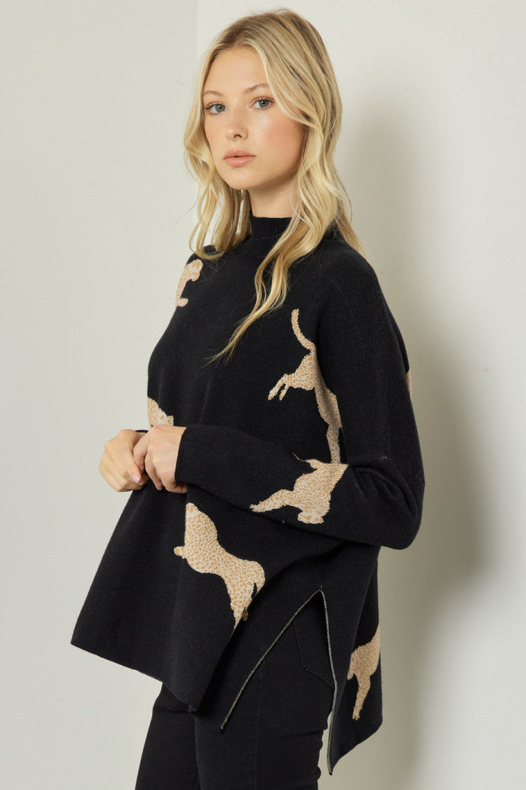 Cheetah Print Knit Sweater