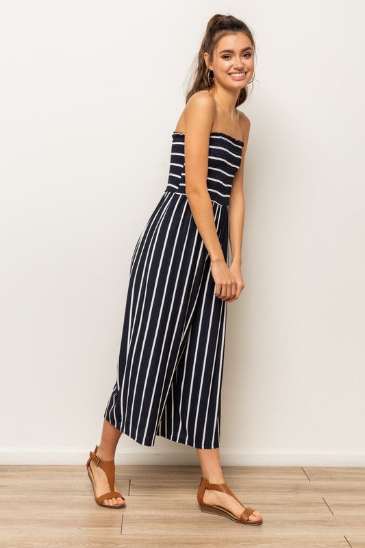 Annabelle Smocked Striped Jumpsuit