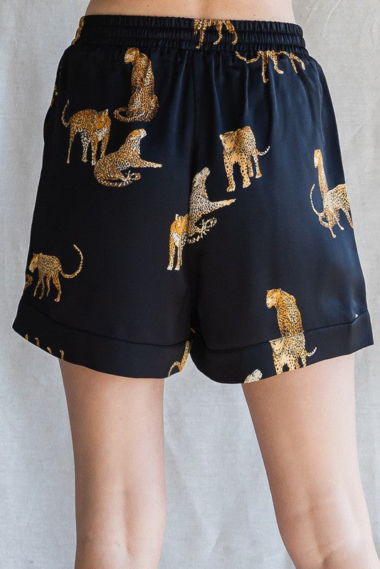 Cheetah Print Satin Lounge Set