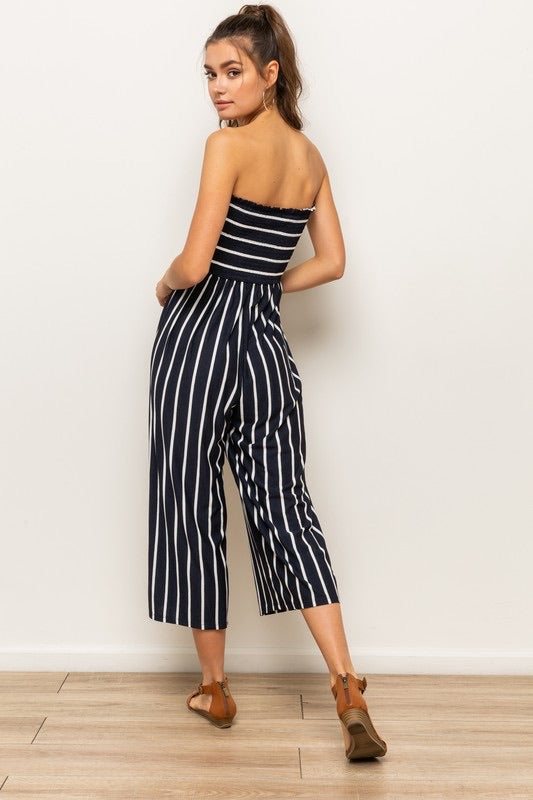 Annabelle Smocked Striped Jumpsuit