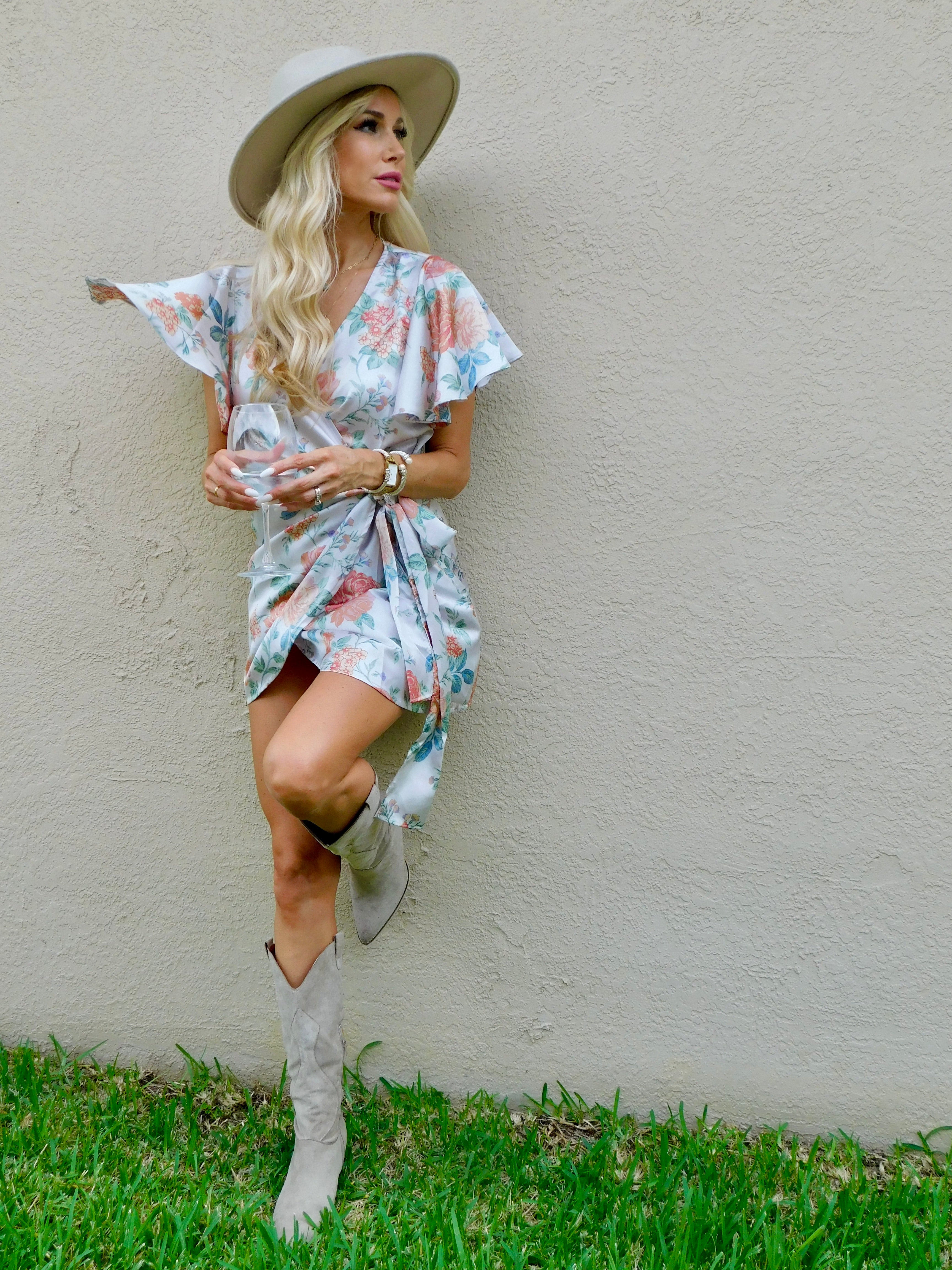 Aurora Floral Print Satin Mini Dress