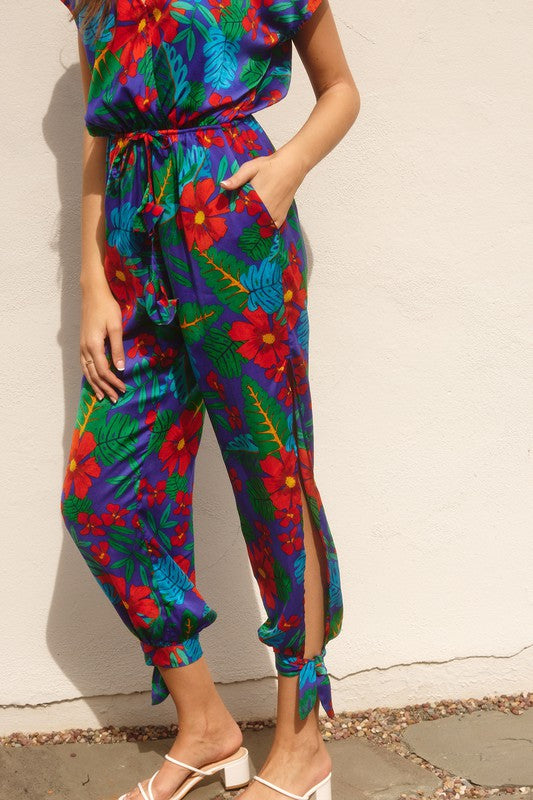 Flora Tropical Print Jumpsuit