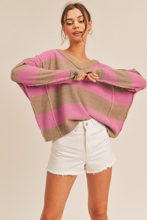 Belinda Striped V-Neck Sweater
